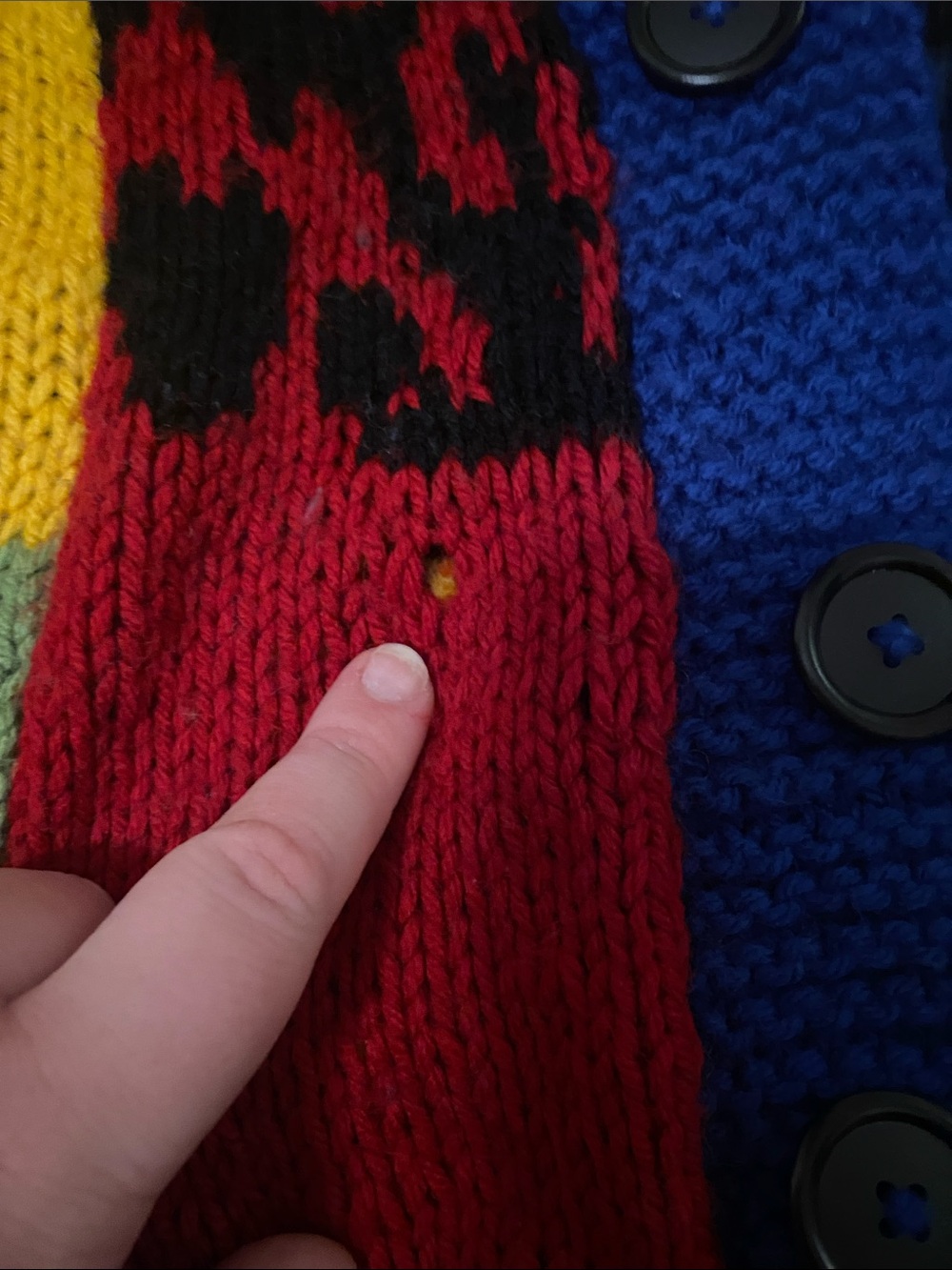 Multicolor Patchwork Button-Up Sweater - Picture 4 of 11